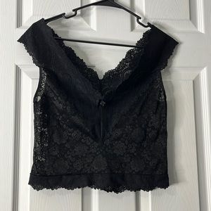 Illusion black lace top